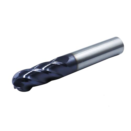 3/8in Carbide Ball Nose End Mill, CNC Router Bits with AlTiN Coated 4 Flute - size: 3/8in
