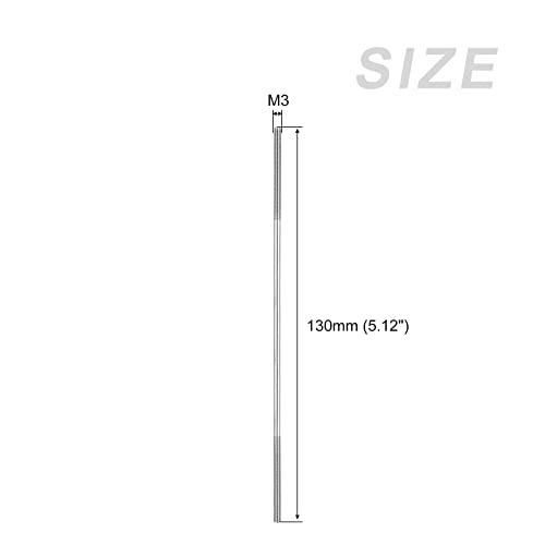 METALLIXITY Double Ended Stud Screws (M3 Thread 130mm Length) 10pcs, 304 Stainless Steel Dual Threaded Rod Bolts - for House Maintenance - size: M3x130mm