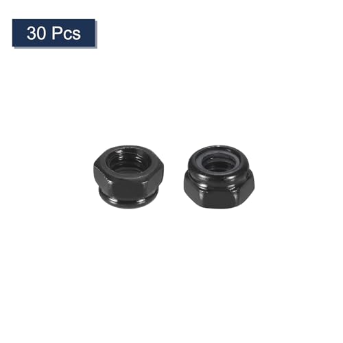 uxcell 30Pcs M5 x 0.8 Nylon Insert Hex Lock Nut 304 Stainless Black White - size: M5x0.8