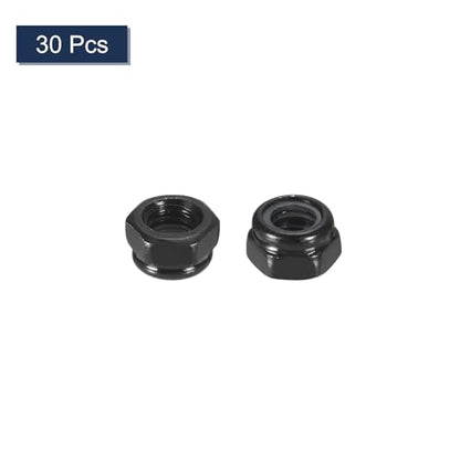 uxcell 30Pcs M5 x 0.8 Nylon Insert Hex Lock Nut 304 Stainless Black White - size: M5x0.8