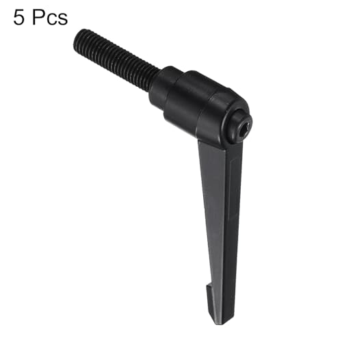 uxcell 5pcs Adjustable Clamping Lever Handle M10 x 40mm Metric Black Oxide Carbon Steel Male Threaded Stud Hand Knobs Ratchet Rotating Screw Handles Bolts with Locking Lever Black - size: M10 x 40mm