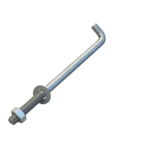Sandbaggy 1/2" x 8" Threaded Concrete Anchor L-Bolts (Nuts & Washers Included) - Hot Dipped Galvanized - Sill Plate, Base Plate, Masonry, Wood, Cement Anchors, J Bolt (50, 1/2" x 8") - size: 1/2" x 8"