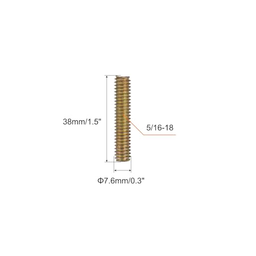 uxcell 8pcs Fully Threaded Rods 5/16x1-1/2 All Thread Studs Long Threaded Screw Carbon Steel for Furniture Garden Railing Mounting Assembly Fastening Frame Connection Colorful Zinc - size: 5/16x1-1/2"