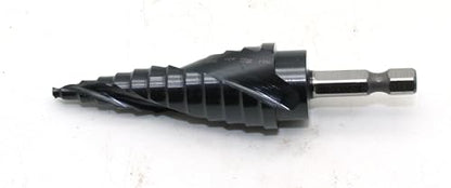 TEMO M35 Cobalt AITiN Spiral Step Drill Bit 3/16-7/8" 12 Size 1/4" HexShank - size: 3/16" - 7/8" AITiN, style: Spiral