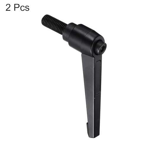 uxcell M12 x 32mm Handle Adjustable Clamping Lever Thread Push Button Ratchet Male Threaded Stud Knobs Locking Rotating Screw Handles Quick Release Bolt Black 2pcs - color: Black, size: M12 x 32mm
