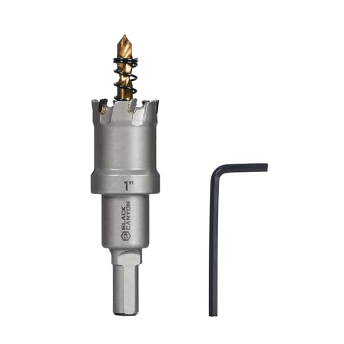 BLACK CANYON 1" Carbide Hole Saw, Doubling as Hole Saw & Drill bit with 3-Flat Shank and YG10X Carbide Cutter Head. Ideal for Stainless Steel, Aluminum, Carbon Steel - size: 1 inch