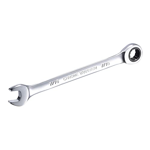 uxcell 7/16 Inch Ratcheting Combination Wrench SAE 72 Teeth 12 Point Ratchet Box Ended Spanner Tools, Cr-V - size: 7/16"