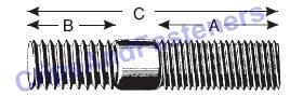 10 Double-End Studs 1/4"-28 X1/2"SAE - 1/4"-20USS X1/2"