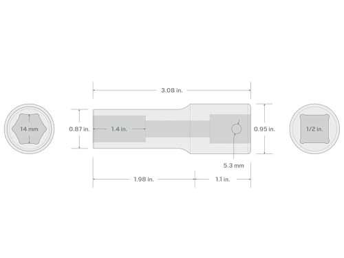 TEKTON 1/2 Inch Drive x 14 mm 6-Point Impact Socket | SID23114 - size: 14 mm, style: Deep