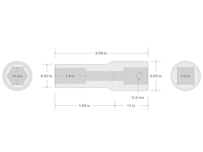 TEKTON 1/2 Inch Drive x 14 mm 6-Point Impact Socket | SID23114 - size: 14 mm, style: Deep