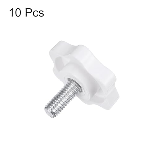 HARFINGTON 10pcs Star Knobs M6 x 14mm Male Thread 32mm Plastic 6-Point Head Stud Knob Hand Tightening Clamping Screw Replacement Threaded Handle, White - size: M6 x 14mm