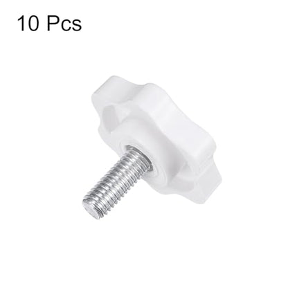 HARFINGTON 10pcs Star Knobs M6 x 14mm Male Thread 32mm Plastic 6-Point Head Stud Knob Hand Tightening Clamping Screw Replacement Threaded Handle, White - size: M6 x 14mm