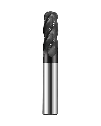 3/8in Carbide Ball Nose End Mill, CNC Router Bits with AlTiN Coated 4 Flute - size: 3/8in