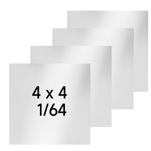 304 Stainless Steel Sheet - 4PCS 4" X 4" X 1/64" Thin Stainless Steel Plate 1/64 Inch Thickness with Protective Film Metal Sheets Shim Stock for Kitchen DIY Crafting (101 x 101 x 0.39 mm) - size: 4X4X1/64inch