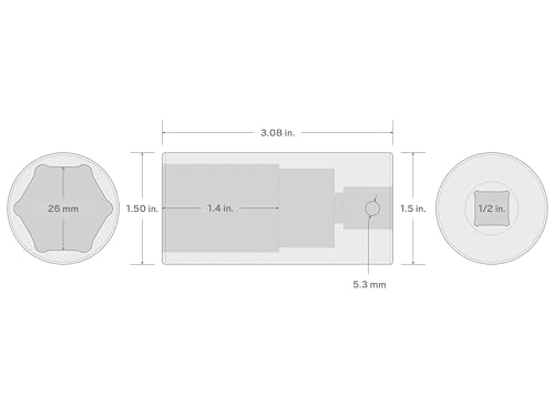 TEKTON 1/2 Inch Drive x 26 mm 6-Point Impact Socket | SID23126 - size: 26 mm, style: Deep