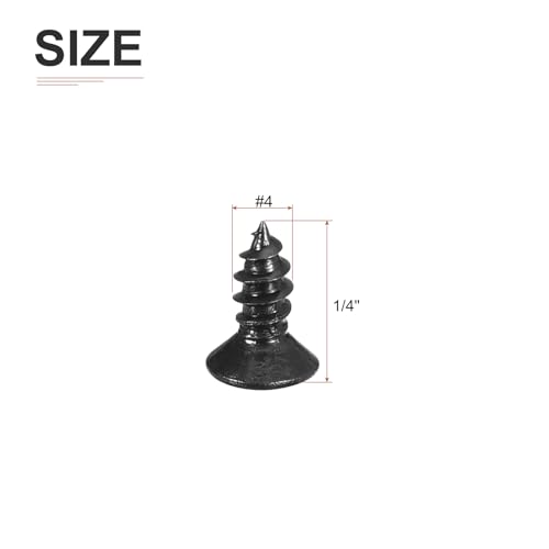 DTGN 100Pcs 4" x1/4" Flat Head Wood Screws, Self Tapping Screws Black - color: Black, size: #4x1/4"