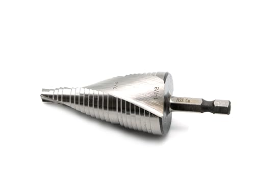 TEMO M35 Cobalt Spiral Step Drill Unibit Bit 7/8"&1-1/8" 2 Size, 1/4" Shank - size: 7/8" - 1-1/8", style: Spiral