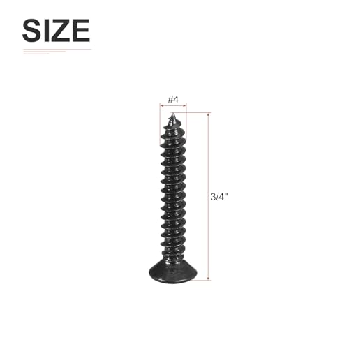 DTGN 100Pcs #4x3/4 Flat Head Wood Screws, 304 Stainless Steel Phillips Self Tapping Screws - Good for Woodworking, Furniture - Black - color: Black, size: #4x3/4"