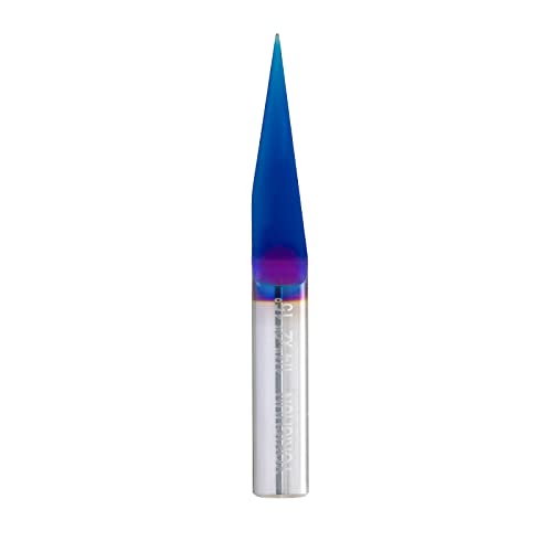 CNC V Bit 15 Degree Engraving Bit 0.005 Tip 1/4 Shank with Nano Blue Coat Solid Carbide V Groove Router Bit for Signmaking Carving - style: 15 Degree V Bit