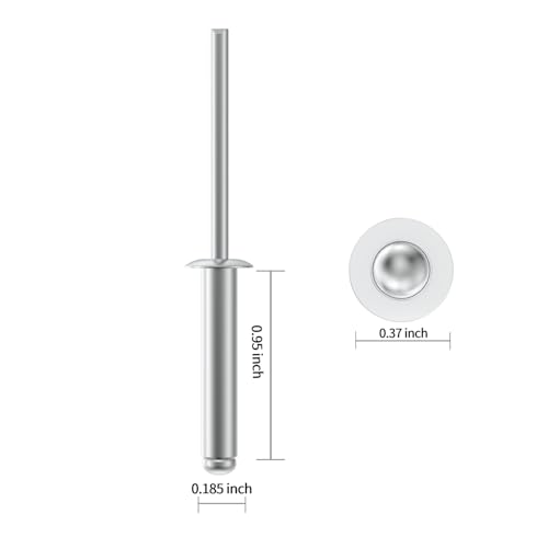 VGBUY (110Pcs) 3/16" x1" Aluminum Blind Rivets, 4.8 x 25mm Pop Rivets,Rivets for Metal,Silver-(VG10112) - size: 3/16" x 1"(110pcs)