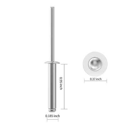 VGBUY (110Pcs) 3/16" x1" Aluminum Blind Rivets, 4.8 x 25mm Pop Rivets,Rivets for Metal,Silver-(VG10112) - size: 3/16" x 1"(110pcs)