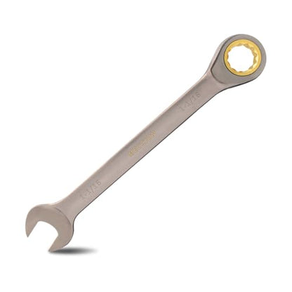 Meccion Combination Wrench 1-1/16 Inch SAE Open End Ratcheting Wrench - Industrial Grade Gear Spanner with Grey Nickle Plated - size: 1-1/16 in.