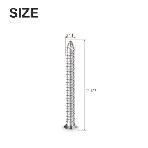 DTGN 50Pcs #14x2-1/2 Flat Head Wood Screws, 304 Stainless Steel White Phillips Self Tapping Screws - Good for Woodworking, Furniture - White - color: White, size: #14x2-1/2"