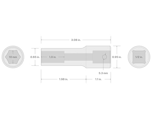 TEKTON 1/2 Inch Drive x 10 mm 6-Point Impact Socket | SID23110 - size: 10 mm, style: Deep
