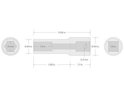 TEKTON 1/2 Inch Drive x 10 mm 6-Point Impact Socket | SID23110 - size: 10 mm, style: Deep
