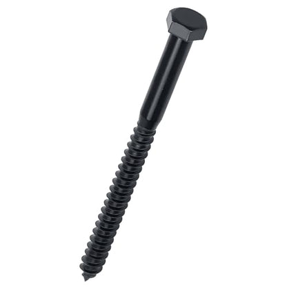 3/8 x 5 Black Hex Head Lag Screws Bolts (8 pcs), 304 Stainless Steel 18/8, Black Oxide Coated, Partial Thread, Deck Screws, Heavy Duty Hex Head Wood Lag Screws, Fayeploo - size: 3/8 x 5"