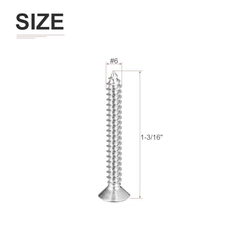 DTGN 100Pcs #6x1-1/4 Flat Head Wood Screws, 304 Stainless Steel Phillips Self Tapping Screws - Good for Woodworking, Furniture - Silver - color: Silver, size: #6x1-1/4"
