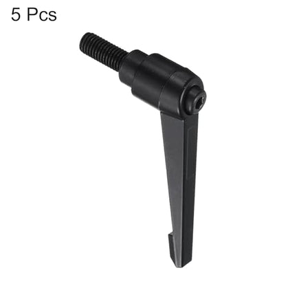 uxcell 5pcs Adjustable Clamping Lever Handle M10 x 25mm Metric Black Oxide Carbon Steel Male Threaded Stud Hand Knobs Ratchet Rotating Screw Handles Bolts with Locking Lever Black - size: M10 x 25mm