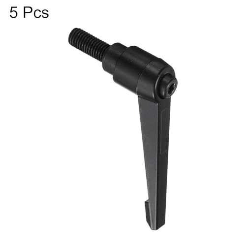 uxcell 5pcs Adjustable Clamping Lever Handle M10 x 25mm Metric Black Oxide Carbon Steel Male Threaded Stud Hand Knobs Ratchet Rotating Screw Handles Bolts with Locking Lever Black - size: M10 x 25mm