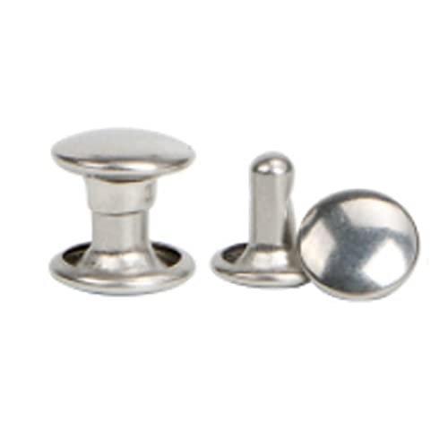 320-Pack 6mm Silver Stainless Steel Double Cap Leather Rivets - size: 6mm