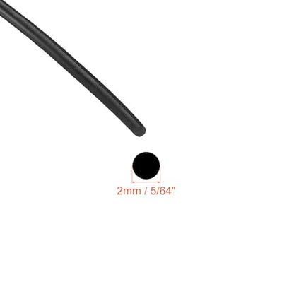 uxcell Nitrile Rubber Round Seal Strip, 2mm(5/64") Diameter 8 Meters (26.25Ft) Long Hard Solid Rubber Weather Stripping for DIY Gasket, Industrial Equipment, and Furniture - size: 2mmx8m