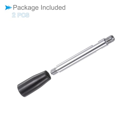Revolving Crank Clamping Handle, M10 Male Thread 125mm Length, Chrome Plated Long Arm Handwheel Handle Knob Black - (Applications: for Lathe Machinery), 2-Pieces