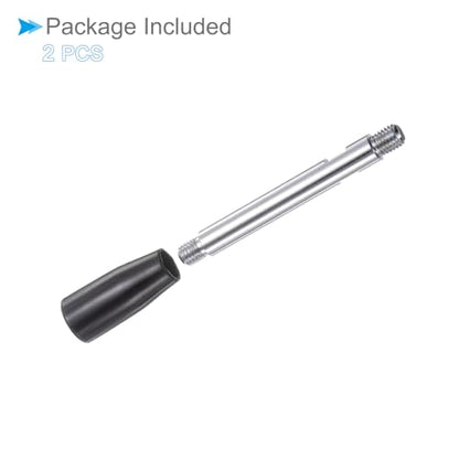 Revolving Crank Clamping Handle, M10 Male Thread 125mm Length, Chrome Plated Long Arm Handwheel Handle Knob Black - (Applications: for Lathe Machinery), 2-Pieces
