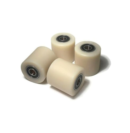 Generic Nylon Pulley 4 pcs 1.5-inch Nylon Roller Wheel with Bearings, CNC Guiding Wheel Flat Belt Idler (1.5in Diameter - 2 in Wide - 3/8 in Bearing) - size: 1.5 * 2