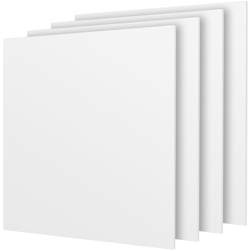 4 Pack 12 x 12 Inch HDPE Sheets, 1/4 Inch White HDPE Sheet Plastic Polyethylene Board, Ultra High Molecular Weight Sheets for Office, Home, Industrial Environment