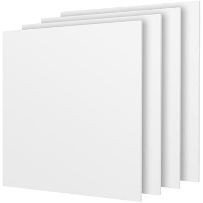 4 Pack 12 x 12 Inch HDPE Sheets, 1/4 Inch White HDPE Sheet Plastic Polyethylene Board, Ultra High Molecular Weight Sheets for Office, Home, Industrial Environment