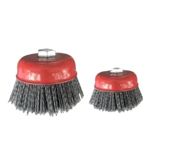 4" & 6" Abrasive Filament Nylon Bristle Cup Brush Combo – 5/8"-11 Thread Arbor, Gray 80 Grit, Heavy Duty Surface Prep, Rust & Coating Removal for Metal, Wood, Concrete, and Stone