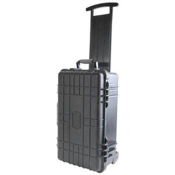 22" Rolling Weatherproof Equipment Case with Telescopic handle made of Polypropylene Plastic, Black with Foam Insert, 22" X 13.5" X 9" (NOTE Internal Dimensions: 19.75"×11"×7.6")