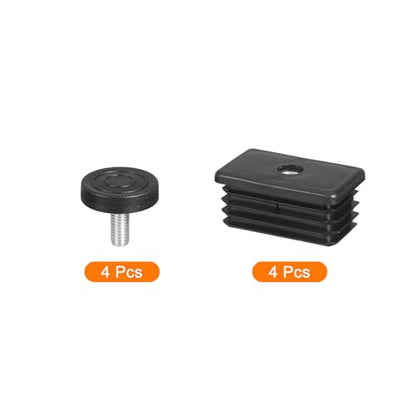 uxcell 4 Pcs Leveling Feet, 30x50mm Plastic Adjustable Furniture Leg Leveling Rectangle Tube Insert Screw-in Glide Levelers Fit Hole 30mm for Table Chair Furniture, Black - size: 30x50mm