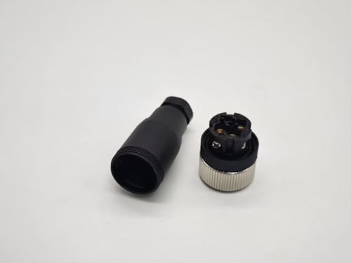 2PCS M12 4 Pin Female Connector A Code Straight Socket Panel Aviation Wire Field Wireable Connector 12mm Industrial Circular Connector,Outdoor Waterproof IP67 for 22AWG 0.34mm² Cable