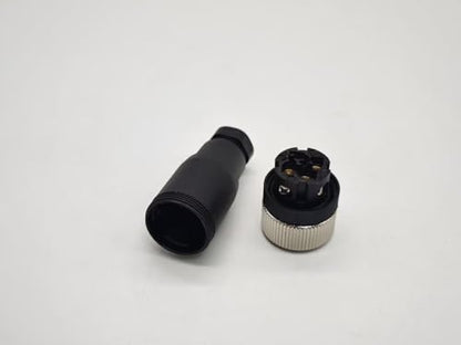 2PCS M12 4 Pin Female Connector A Code Straight Socket Panel Aviation Wire Field Wireable Connector 12mm Industrial Circular Connector,Outdoor Waterproof IP67 for 22AWG 0.34mm² Cable