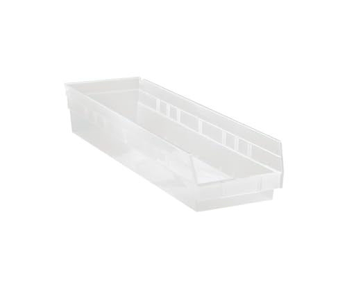 Quantum Storage QSB106 Hanging Plastic Shelf Bin Storage Containers - 23-5/8" x 6-5/8" x 4" - 8 Pack - color: Clear