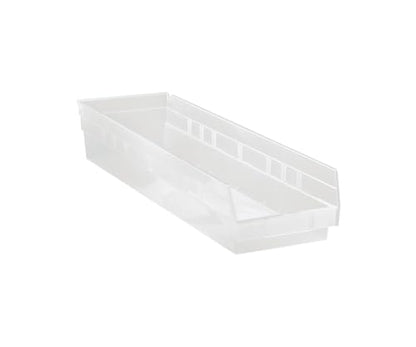 Quantum Storage QSB106 Hanging Plastic Shelf Bin Storage Containers - 23-5/8" x 6-5/8" x 4" - 8 Pack - color: Clear