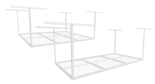 FLEXIMOUNTS 4x6 Overhead Garage Ceiling Storage Rack, 2 Pack, White - color: White, size: 4x6 ft