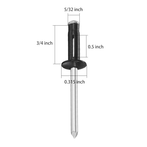 Wensilon (230 pcs) Tri-Fold Rivets Assortment 5/32 * 3/4，Tri Grip Rivets，Black Aluminum Blind Rivets Tri Grip Boat Kayak Rivets,Trifold Rivets，Bulb Style Rivets - color: Black, size: 5/32*3/4