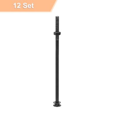 uxcell M10x250mm Square Neck Carriage Bolts with Nuts & Washers, 12Set 304 Stainless Steel Round Head Square Neck Coach Bolt Screws, Black - size: M10x250mm